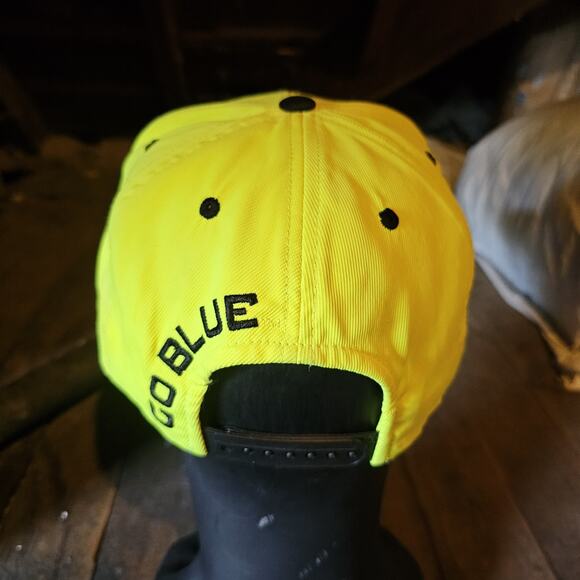 University Of Michigan Wolverines Neon NCAA College Strapback Vintage Hat - Picture 3 of 4